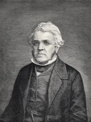 Porträtt av William Makepeace Thackeray, graverad av W.B. Closson från en daguerreotypi tagen av Brady under Thackerays resa till Amerika, från "The Century Illustrated Monthly Magazine", maj till oktober
